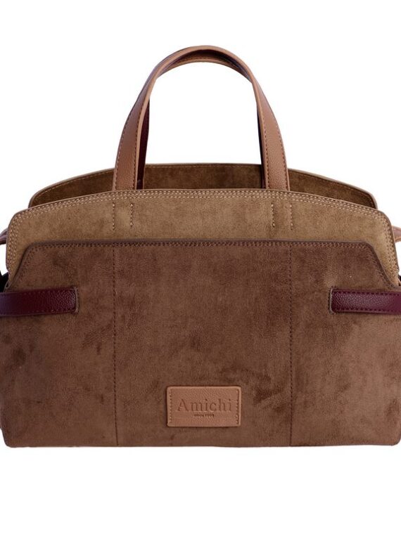 Bolso serraje tonos marrones mano/cruzar