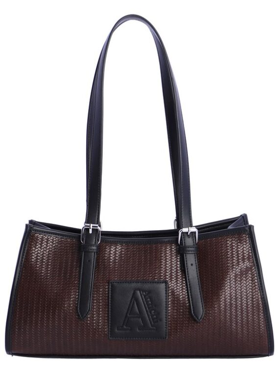 Bolso trenzado de hombro marrón Amichi